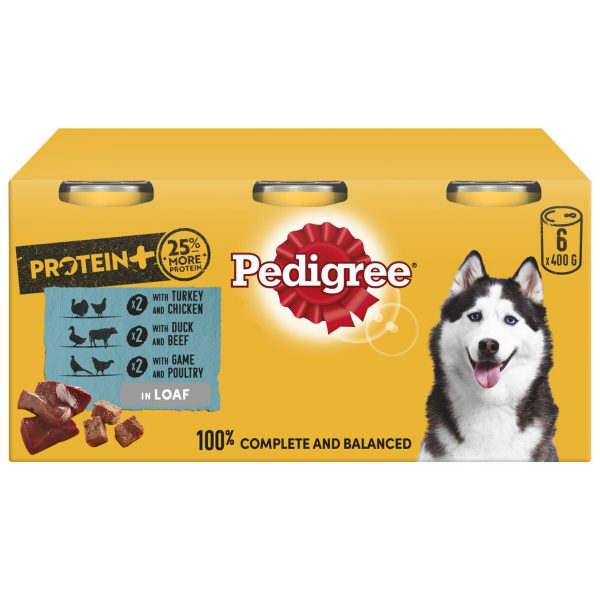 Pedigree Protein Plus Adult Dog Tins Mixed Selection In Loaf - 6x400g